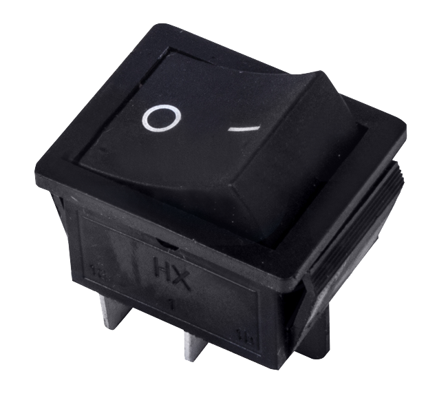 Выключатель клавишный черный б/фикc 250V 15А (4с) On-Off (RWB-501, SC-767)