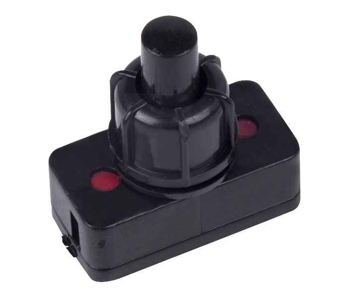 Выключатель-кнопка 250V 1А (2с) ON-OFF, черная, для настольной лампы (PBS-17A2)