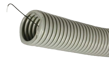 Труба гофрированная 63 мм / 50.6 мм, серая, самозатухающий ПВХ, протяжка, 15 м