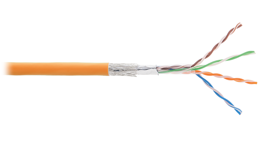 Кабель SFTP 4PR 24AWG CAT5e Nikolan, LSZH, оранжевый, расширенная гарантия, 305 м