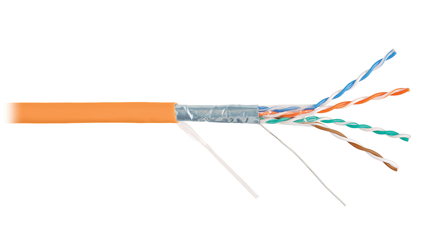Кабель FTP 4PR 24AWG CAT5e Nikolan, LSZH, оранжевый, 305 м