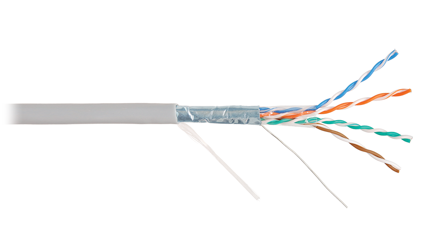 Кабель FTP 4PR 24AWG CAT5e Nikolan, серый, 305 м