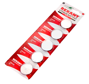 Элемент питания литиевый CR2430 Rexant, 3 V 300 mAh, 5 шт/упак