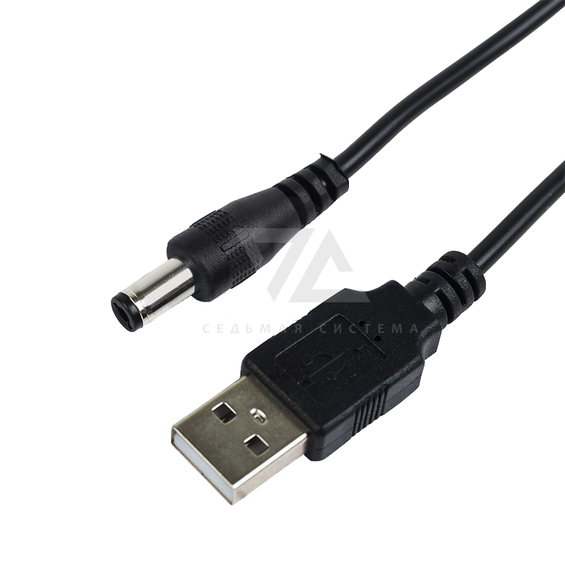 USB кабель питания 2.1 x 5.5 мм, черный, 1.5 м