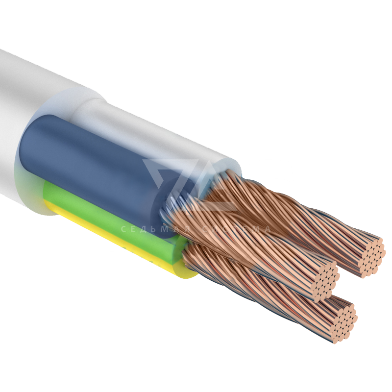 Провод соединительный ПВС 3 x 0.75 мм ГОСТ, белый, 200 м