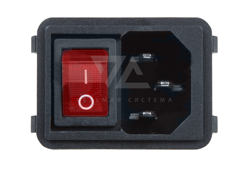 Выключатель клавишный красный с подсветкой и штекером C14 3PIN 250V 10A (4c) On-Off (RWG-112)
