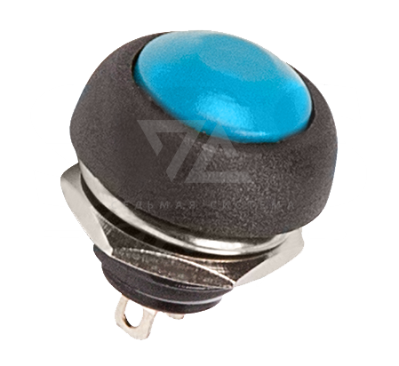 Выключатель-кнопка 250V 1А (2с) ON-OFF, б/фикс, синяя Micro (PBS-33В) Rexant