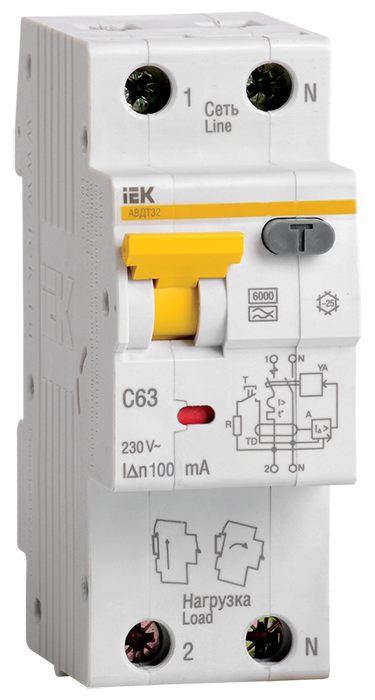 Выключатель автоматический дифференциальный 16А MAD23-5-016-C-30 30 mA IEK