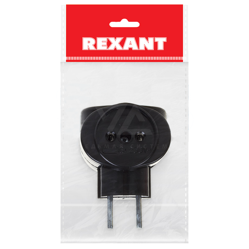 Тройник электрический биметалл Rexant, 16 А, 220 В, черный
