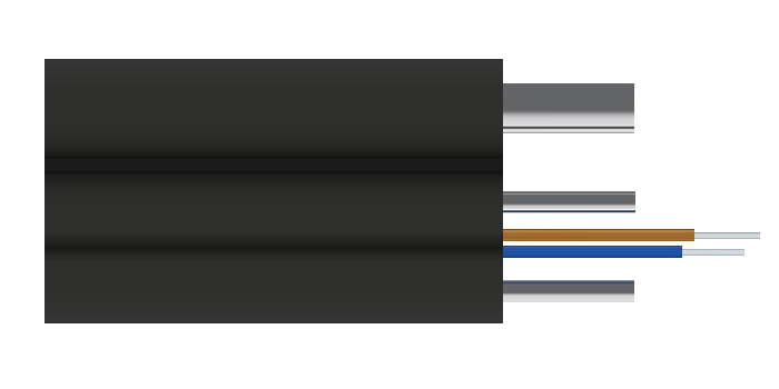 Кабель оптический X-Line FTTx, 2 волокна G.657A1, стальной силовой элемент, LSZH, стальной трос 1 мм
