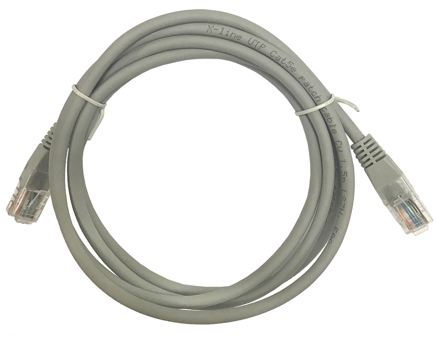 Патчкорд UTP 1.5 м Cu X-Line, CAT5е, серый, литой, LSZH