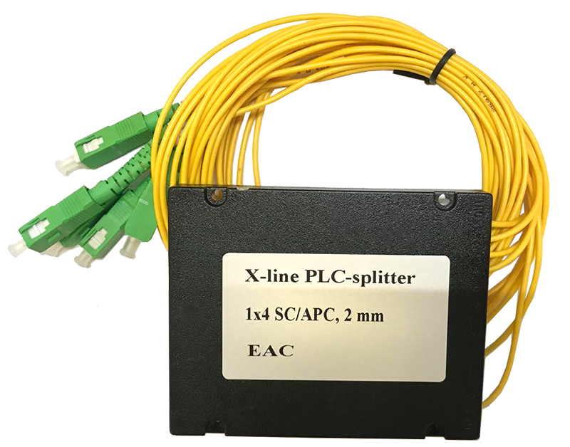 Делитель оптический PLC 1х4, пластмассовый корпус, SC/APC, 2 мм X-Line