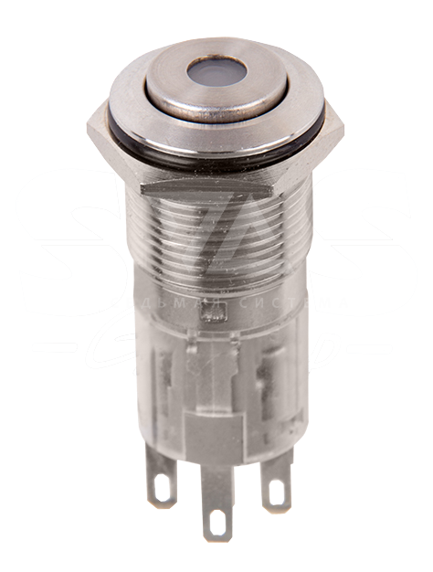 Кнопка антивандальная 12V 3А ON-OFF, фикс (5с), d=16 мм, красная