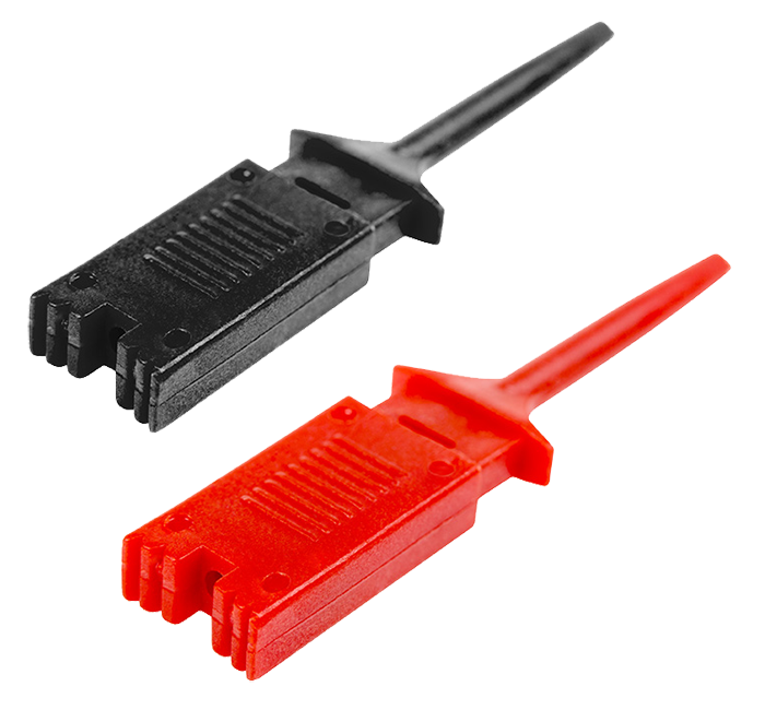 Зажим "пинцет" Rexant, 50 мм, красный/черный, 2 шт/упак