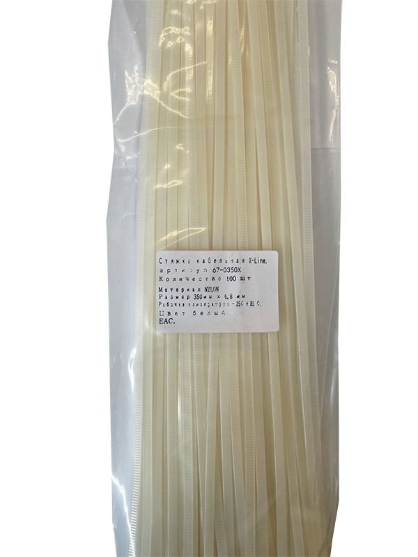 Хомут 350 мм x 4.8 мм X-Line, белый, 100 шт