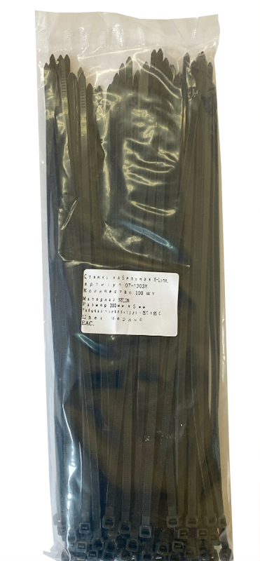 Хомут 300 мм x 5 мм X-Line, черный, 100 шт