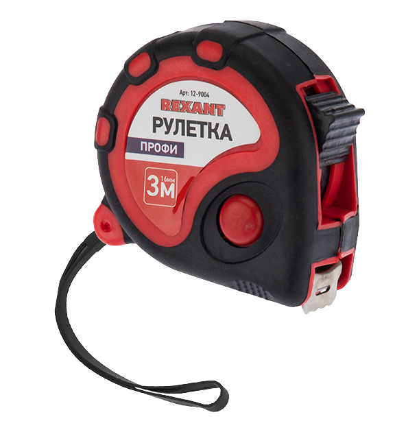 Рулетка "Профи" 3 м x 16 мм Rexant, прорезиненный корпус