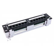 Патч-Панель 19" RIPO, 12 гнезд RJ-45, 1U, CAT5e, универсальная, неэкранированная, черная - 