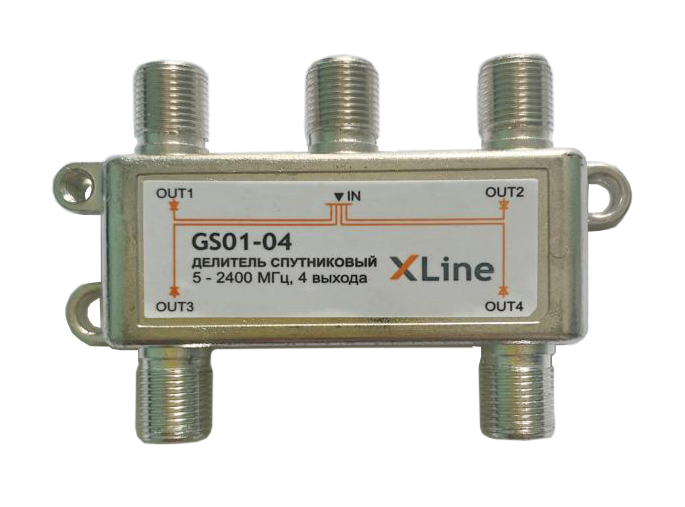Делитель спутниковый на 4 GS01-04 X-line, 5-2400дБ, прох. питание