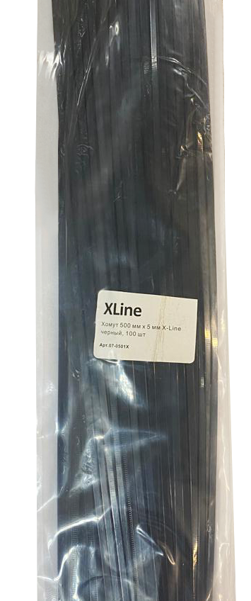 Хомут 500 мм x 5 мм X-Line, черный, 100 шт