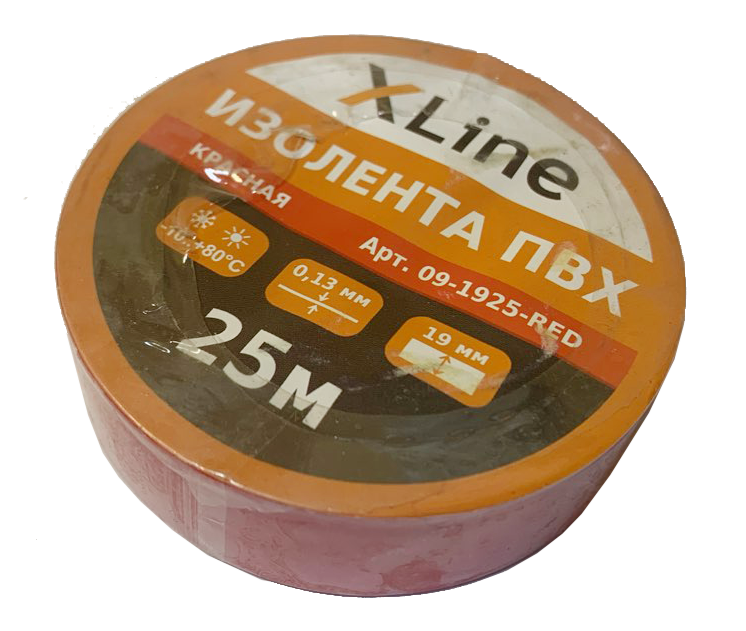 Изолента ПВХ 19 мм x 25 м X-Line, красная