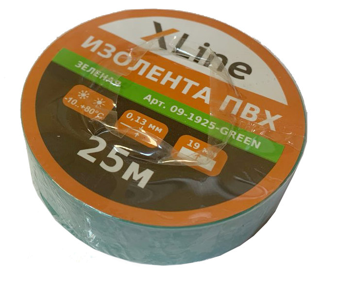 Изолента ПВХ 19 мм x 25 м X-Line, зеленая