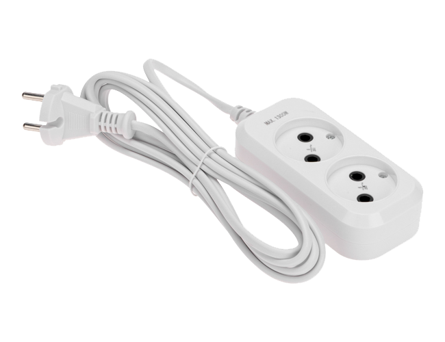 Удлинитель 2 гнезда 2 х 0.75 мм Proconnect, б/з, белый, 3 м