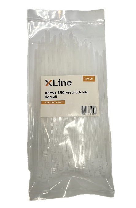 Хомут 150 мм x 3.6 мм X-Line, белый, 100 шт