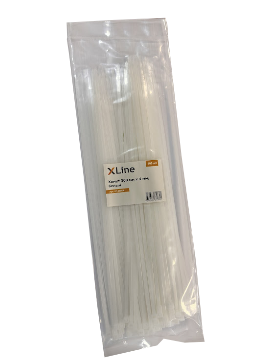 Хомут 300 мм x 4 мм X-Line, белый, 100 шт