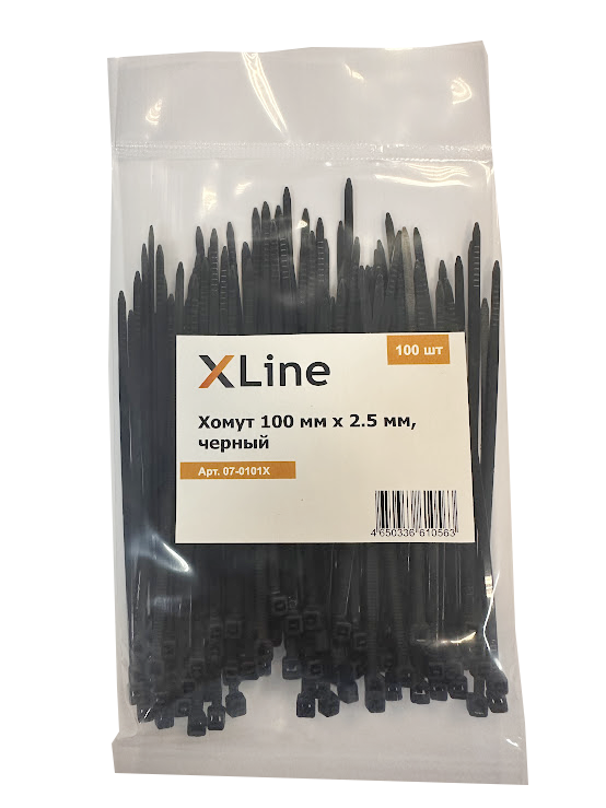 Хомут 100 мм x 2.5 мм X-Line, черный, 100 шт
