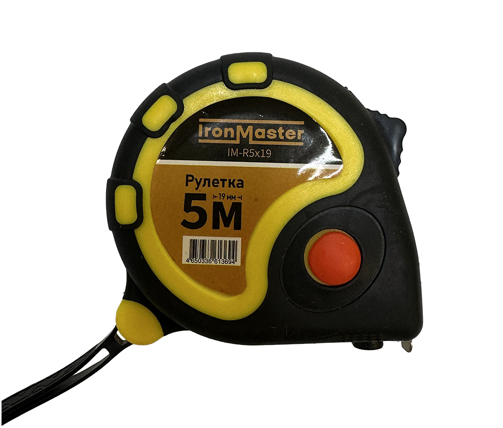 Рулетка IronMaster 5 м х 19 мм, прорезиненный корпус