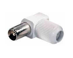 Разъем ТВ(штекер) зажимной на RG6 FS18W Transmedia пластиковый, угловой