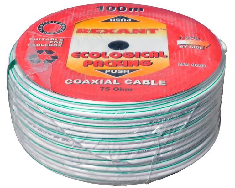 Кабель SAT 703 B Cu/Cu Rexant, белый, 100 м