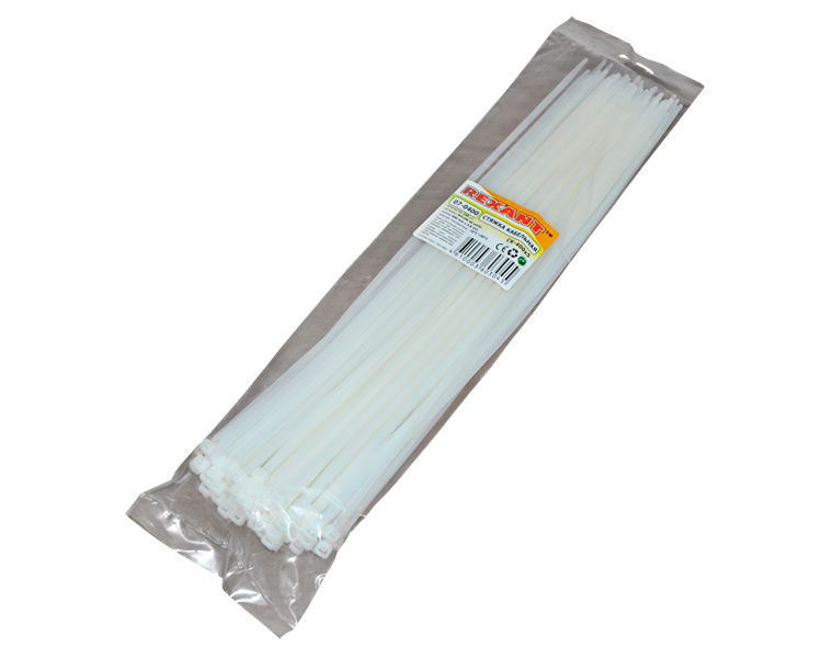 Хомут 400 мм x 4, 8 мм Rexant, белый, 100 шт