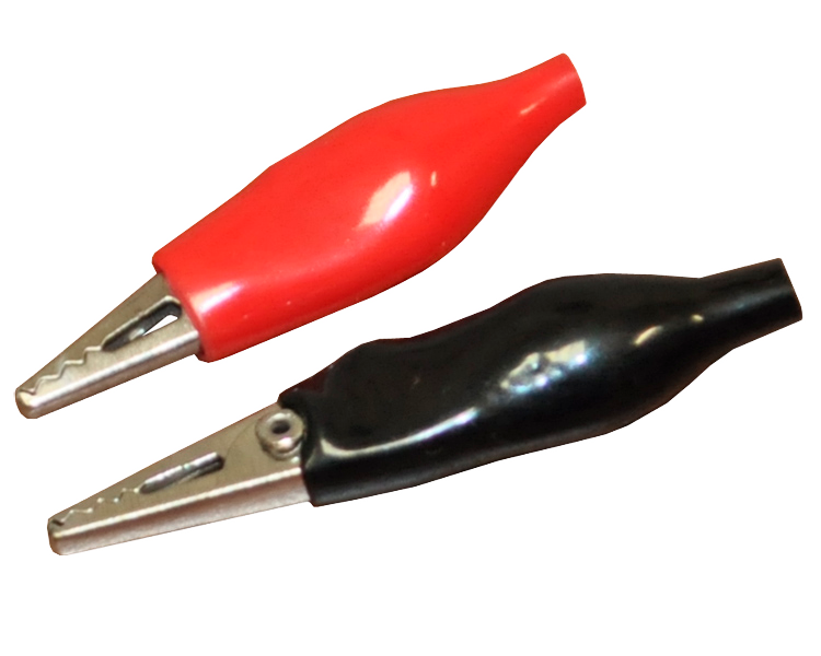 Зажим "крокодил" в изоляторе Rexant, 40 мм, красный/черный