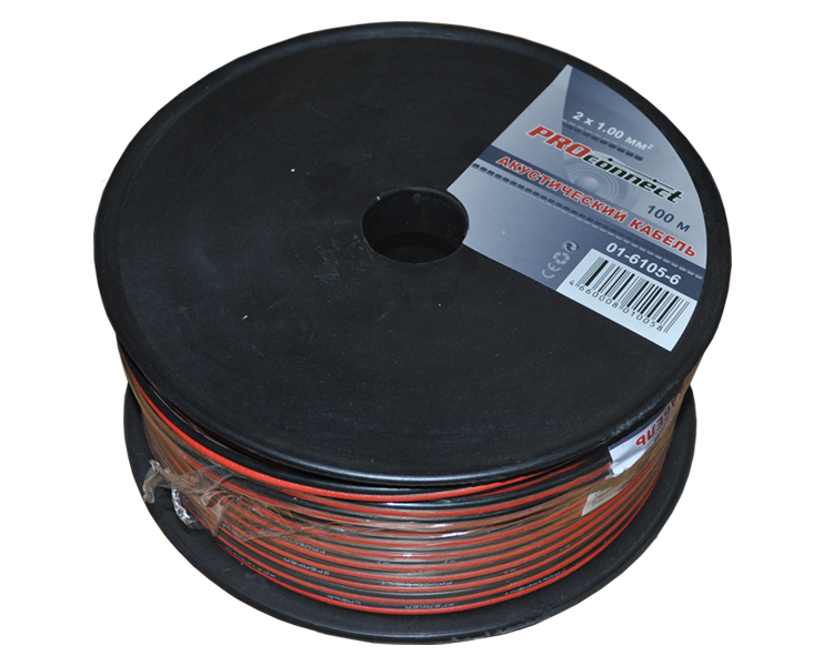 Кабель акустический RED-BLACK 2 х 1.0 мм Proconnect, 100 м