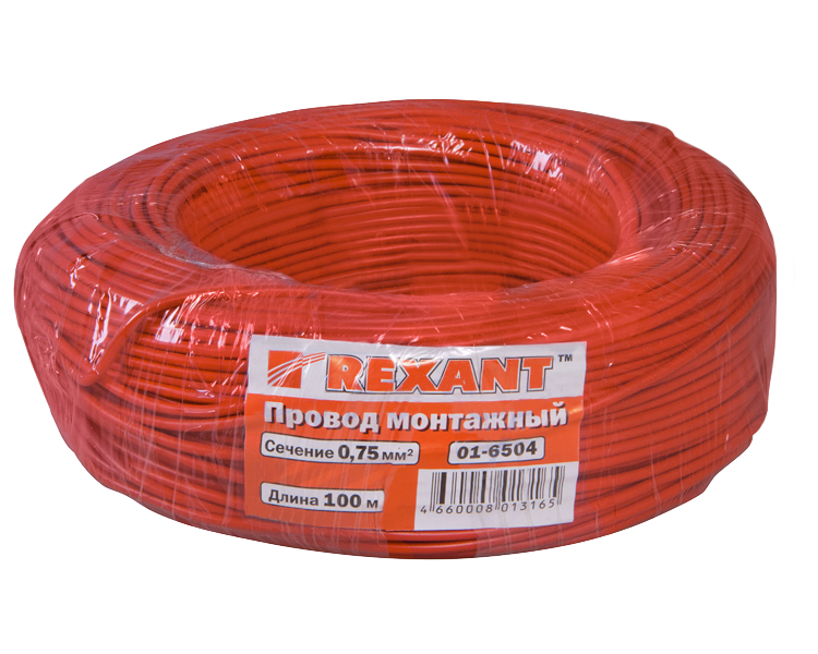 Провод автомобильный 0.75 мм2 Rexant, красный, 100 м