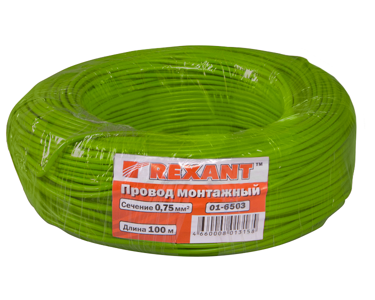 Провод автомобильный 0.75 мм2 Rexant, зеленый, 100 м