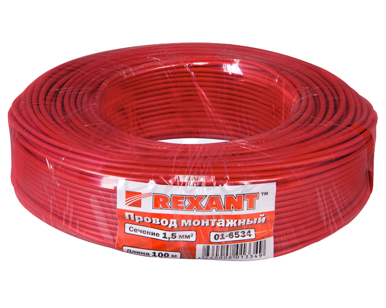 Провод автомобильный 1.5 мм2 Rexant, красный, 100 м