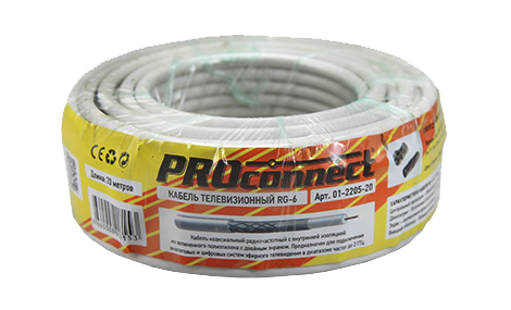 Кабель RG-6U Proconnect, белый, 20 м