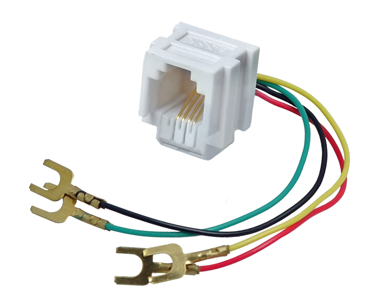 Гнездо телефонное 6P4C Rexant, пластик 623K, с отводами 82 мм, в шт.