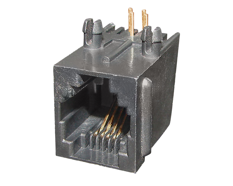 Гнездо телефонное 6P4C Rexant, пластик на плату, в шт.