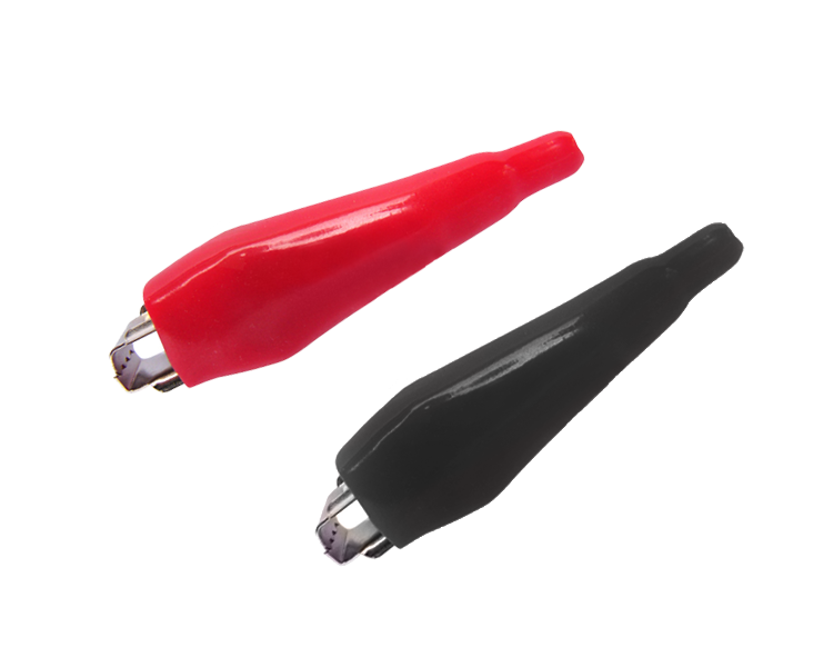 Зажим "крокодил" в изоляторе Rexant, 56 мм, красный/черный