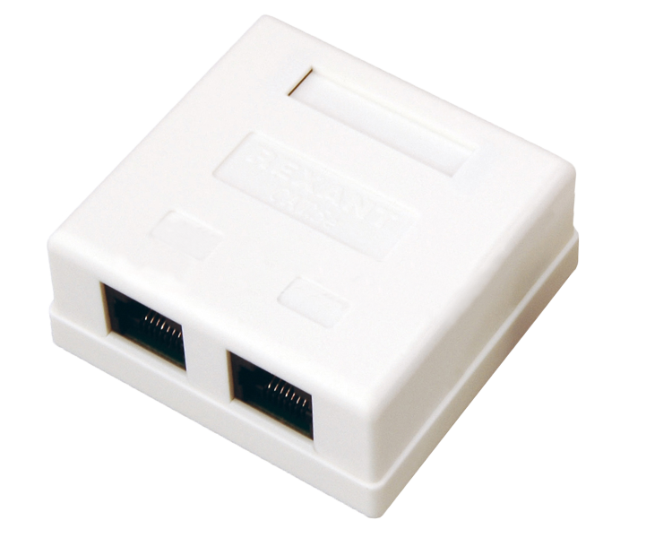Розетка компьютерная RJ-45 Rexant, 2 порта, CAT5