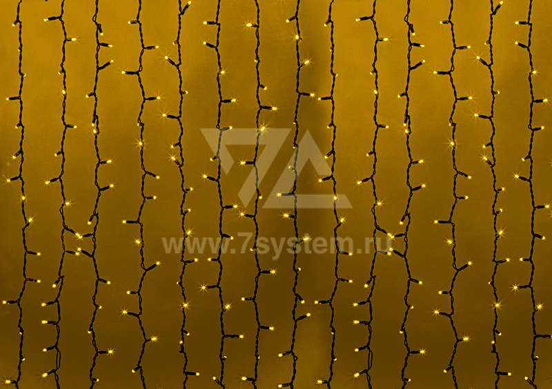 Гирлянда "Дождь LED" 2х1.5 м Neon-Night, черный провод, диоды желтые