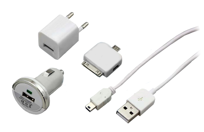 Комплект с зарядными устройствами для: iPad/iPhone3GS/4G.HTC